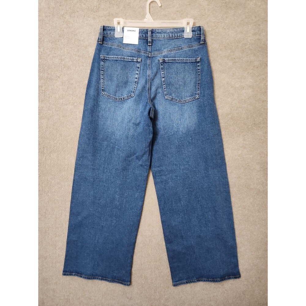 Sonoma Mid Rise Wide Leg Seamed Jeans Womens 10 Blue Medium Wash Stretch NEW - Picture 5 of 10